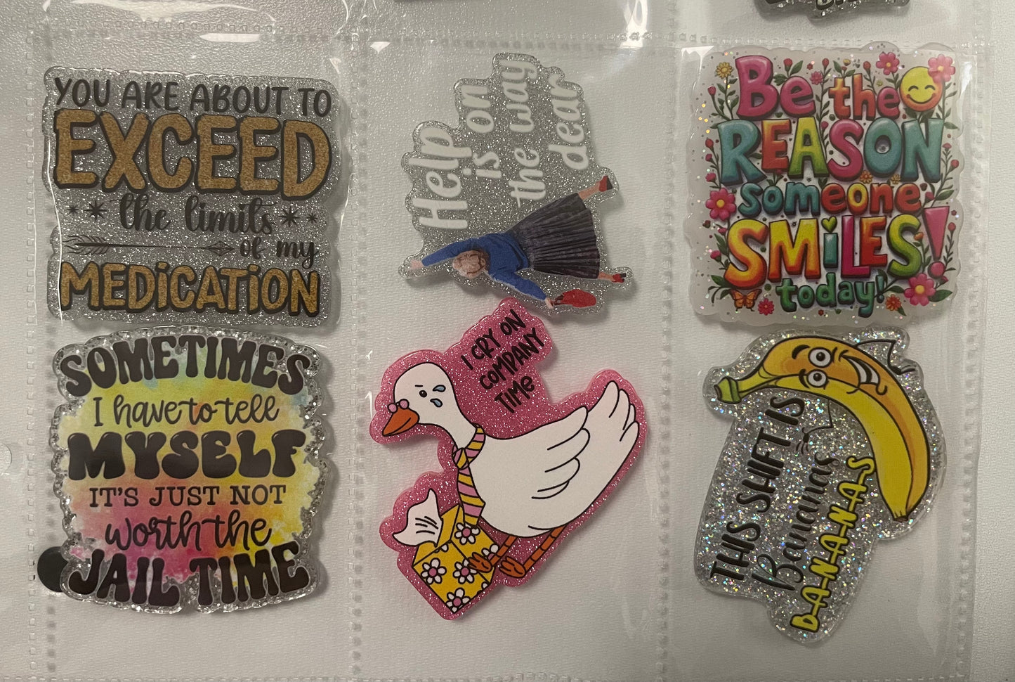 NEW funny sayings badge reel attachments